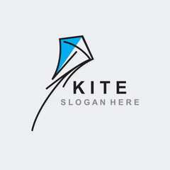 Kite logo design, flying paper kite Flat illustration vector company template