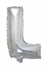 L baloon alphabet sIlver chrome foil 3D with white background © Rezfian Production