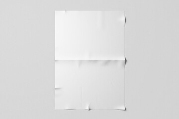 blank a4 two folded paper urban street modern minimal vertical poster flyer with realistic texture mockup template isolated in white background 
