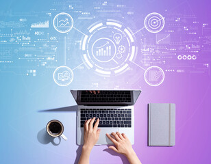 Obraz na płótnie Canvas Data Analysis concept with person using a laptop computer