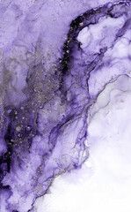 Natural luxury abstract fluid art painting in alcohol ink technique. Tender and dreamy wallpaper. Mixture of colors creating transparent waves and golden swirls. For posters, other printed materials