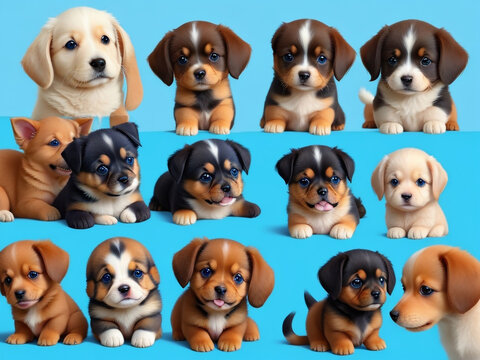 group of dog puppies . Generative AI