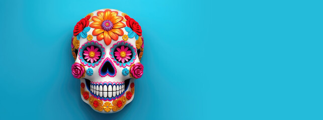 Mexican day of the dead sugar skull. Generative AI