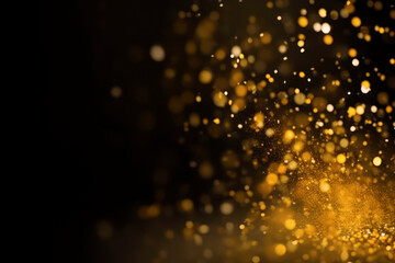 Shiny golden glitter particles that reflect light, Generative AI