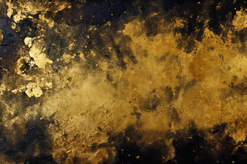 Fototapeta na wymiar Elegant gold grunge texture on black wall, Generative AI