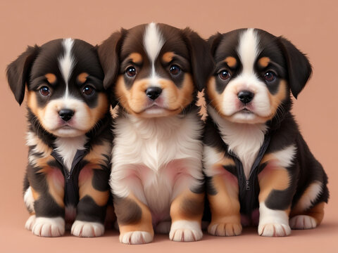 group of dog puppies . Generative AI