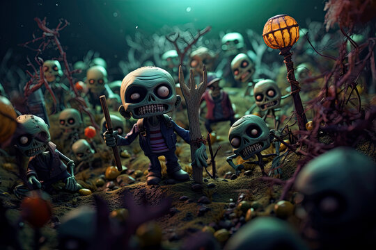 Zombies resurrected from the graveyard, Generative AI © HiroSund