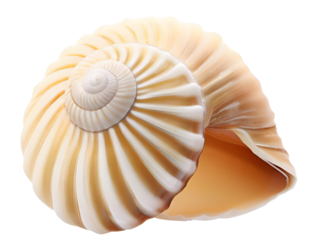Isolated bright spiral seashell conch for use as decoration element
