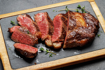 Sliced beef ribeye steak