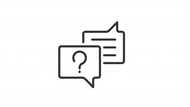Animated ask question linear icon. Client message in chat. Customer support. Online consultation. Looped HD video with alpha channel transparency. Thin line motion graphics. Contour symbol animation