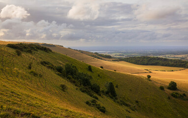 Fototapeta na wymiar The escarpment of Folkington hill on the south downs east Sussex south east England UK