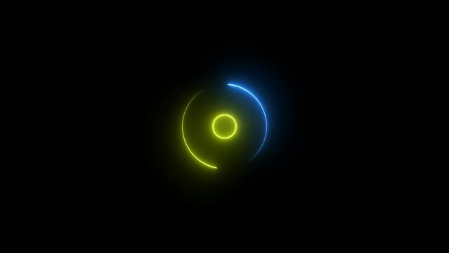 Glowing circle icon rotation animation . neon circle motion 4k background .  