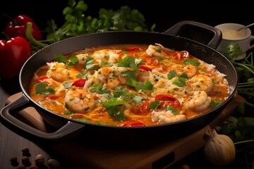 Moqueca Delight, A Captivating Image of Traditional Brazilian Fish Stew Created with Generative AI