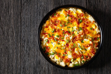 chicken bake in creamy sauce with cheese, bacon
