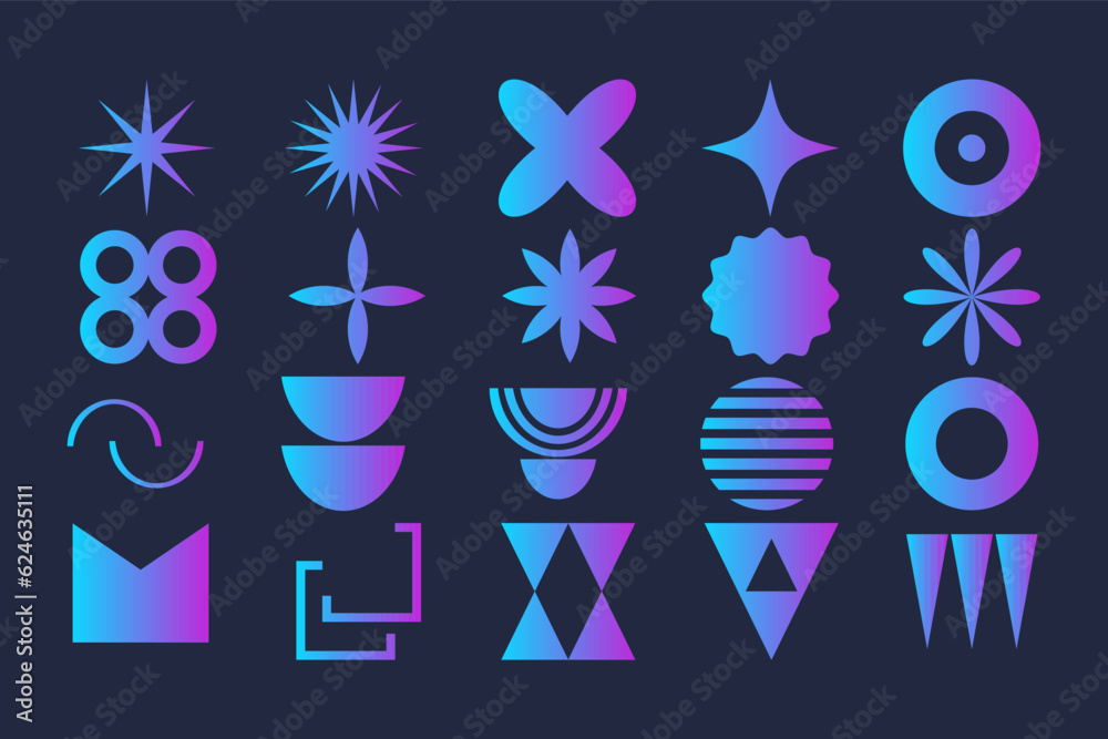 Canvas Prints set geometric gradient shapes contemporary modern trendy elements basic forms isolated on background