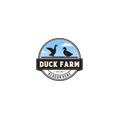 Obraz premium duck farm logo template in white background