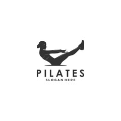 pilates logo template vector in white background