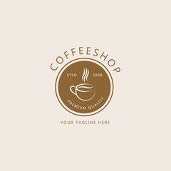 Logo coffee shop line art logo vector concept with emblem illustration template design icon coffee design