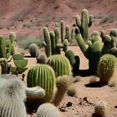 cacti in the desert. Illustration generated ai