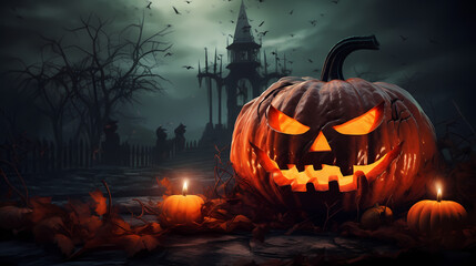 Fototapeta premium amazing wallpaper for halloween - pumpkin - AI generated.
