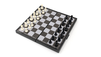 Dark chess pieces isolated on white background