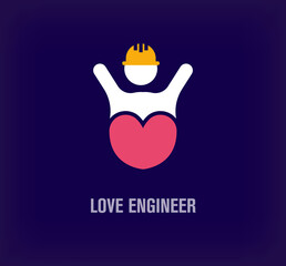 Fototapeta premium Unique engineer love sign logo. Company around heart and people logo template. vector.