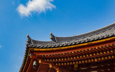 Fototapeta na wymiar onigawara, ogre or demon tiles, temple roof ornamentation in Japanese architecture