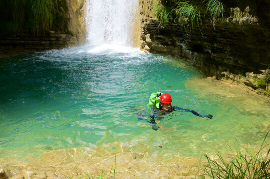 Canyoneering in Forcos Canyon in Spanish Pyrenees