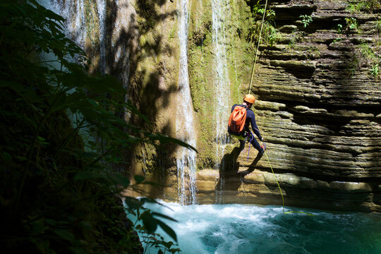 Canyoneering in Forcos Canyon in Spanish Pyrenees