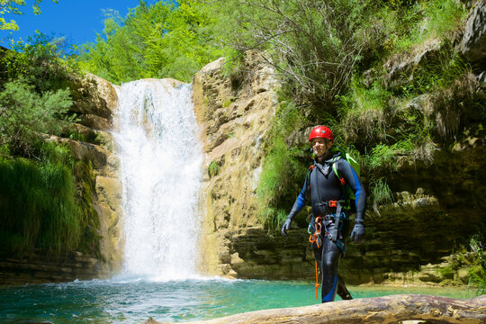 Canyoneering in Forcos Canyon in Spanish Pyrenees