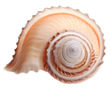Isolated bright spiral seashell conch for use as decoration element