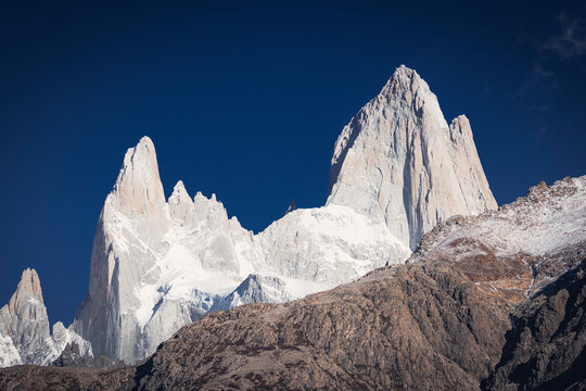 snowy fitzroy peak in autumn