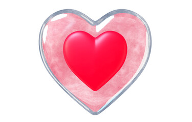 Red heart, Check Up concept, top view on white, 3d render