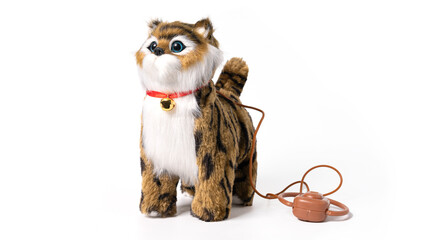 Stuffed toy cat isolated over white background