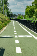 Fototapeta premium New cyclist paths built in the modern city for ecological bicycle transport, Sibiu, Romania