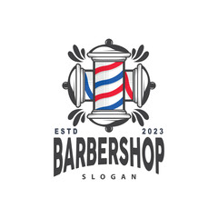 Barbershop Logo, Scissors Vector, Retro Vintage Minimalist Typography Ornament Design