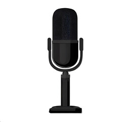 microphone isolated on transparent background. Condenser Mic for studio recording voice podcasts