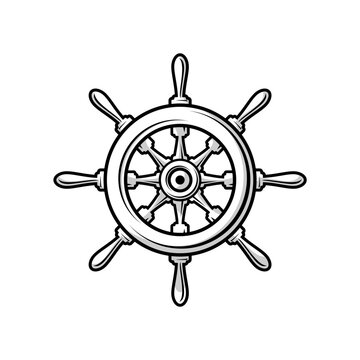ship wheel rudder design vector on white background	