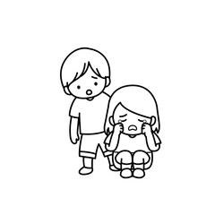 泣いている女の子と心配する男の子