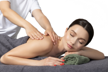 PNG, Attractive young woman take spa treatment, isolated on white background
