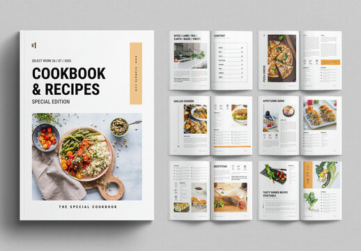 Cook Book Recipe Book Template Brochure Layout