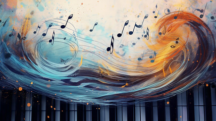 abstract modern music background poster whirlpool. Generative AI - obrazy, fototapety, plakaty