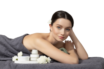 PNG, Attractive young woman take spa treatment, isolated on white background