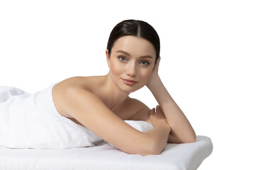 PNG, Attractive young woman take spa treatment, isolated on white background