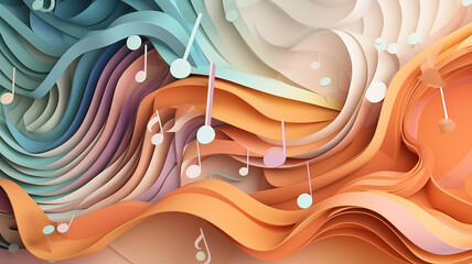 paper sculpture music sound illustration background. Generative AI