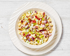 Sweet Apple Salad with celery, marshmallows, pecan