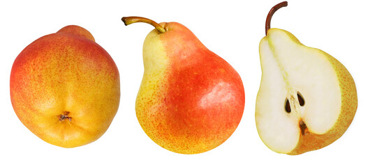 Collection of pears on an isolated white background