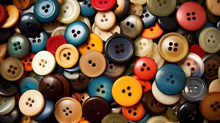 Fototapeta premium Many different buttons close-up. Created with Generative Ai technology.