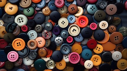 Fototapeta premium Many different buttons close-up. Created with Generative Ai technology.