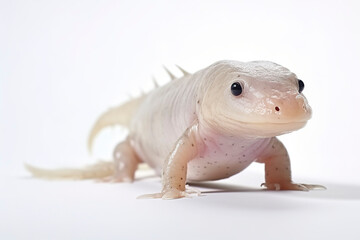 Cute axolotl on a white background. Generative AI.